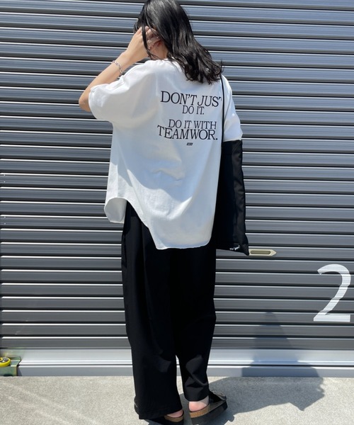 AMERICANA×JEANSFACTORYワイドショートバックプリントTシャツ AMERICANA tシャツ 「Americana×JEANS FACTORY/アメリカーナ