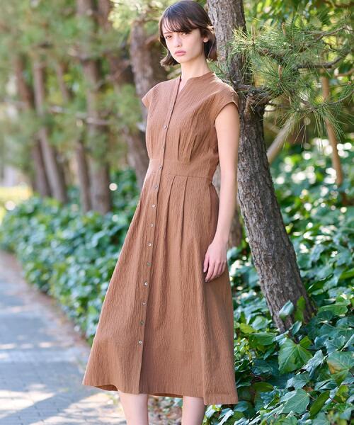 のいちご　DRESSTERIOR フレンチスリーブリップルワンピース DRESSTERIOR ワンピース 「ポケットあり/後ろウエストゴム