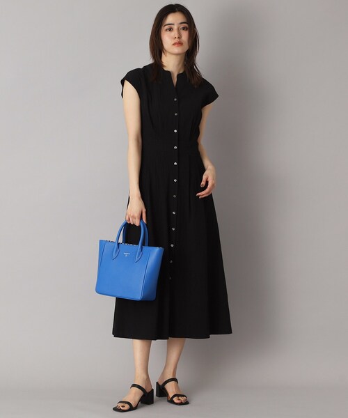 DRESSTERIOR フレンチスリーブリップルワンピース DRESSTERIOR ワンピース 「ポケットあり/後ろウエストゴム