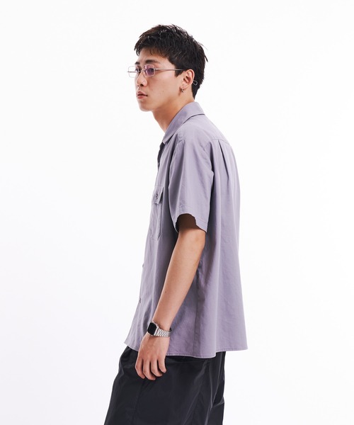 ｍｅ　ボックスプリーツライトシャツ ドレスシャツ,スリムフィット,ブルー無地,オックス「ITAL STYLE