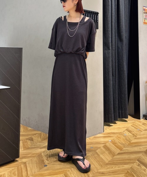JEANASIS ワンピース ハイショクリブカットバルーンワンピース