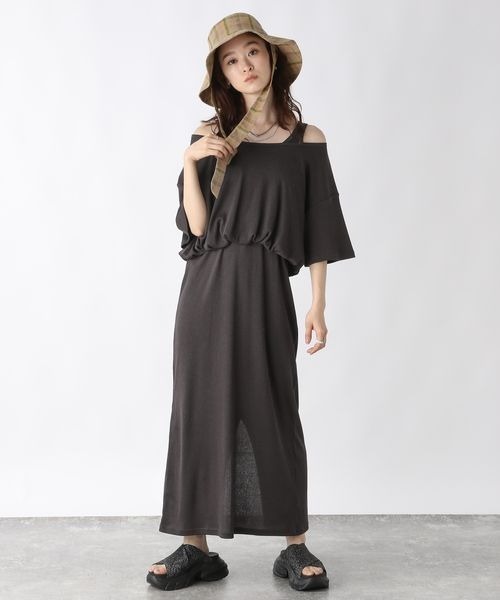 JEANASIS ワンピース ハイショクリブカットバルーンワンピース