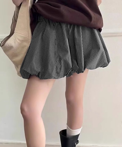 Chiina スカート / ギンガムチェックバルーンミニスカート
