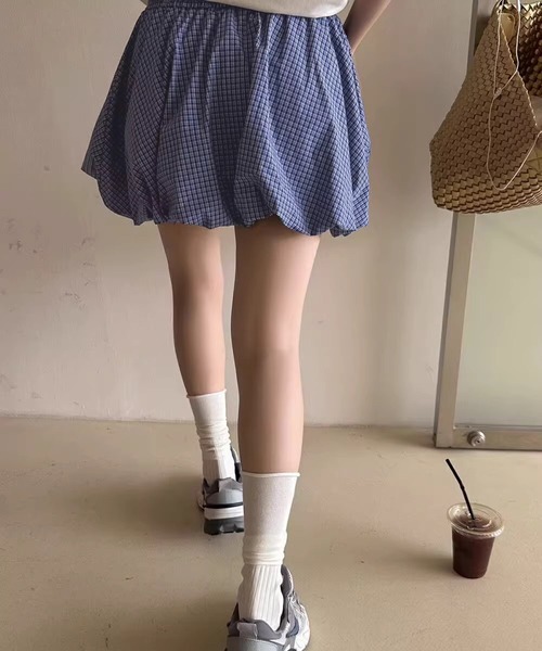 Chiina スカート / ギンガムチェックバルーンミニスカート
