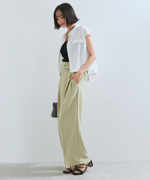 VIS スラックス パンツ 「新色追加」「防シワ/接触冷感」ベルト