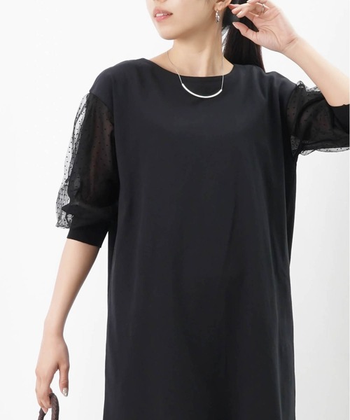 LADY LUCK LUCA ワンピース LC/LLL 袖ドットチュールワンピース
