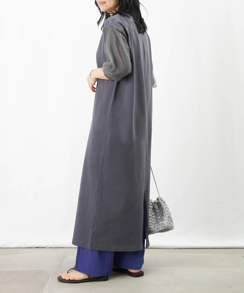 LUCA LADY LUCK LUCA ドット柄ワンピース ネイビー×イエロー LADY LUCK LUCA ワンピース LC/LLL リネン半袖ワンピース