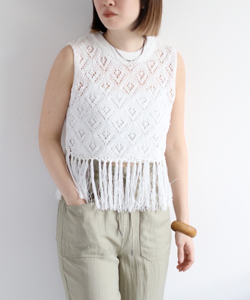 cepo ベスト ジレ フリンジニットベスト レディース : ZOZOTOWN