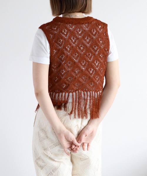 ニットジレ ☆ Les Petites... le.coeur blanc｜TORRAZZO DONNAフリンジニットビスチェ