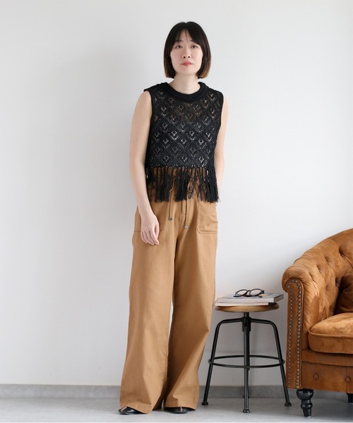 cepo（セポ） ベスト ジレ フリンジニットベスト レディース