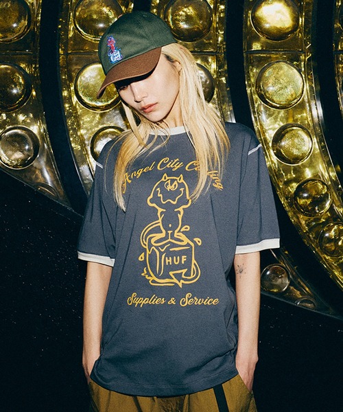 HUF（ハフ） tシャツ SUPPLIES ＆ SERVICE RINGER TEE メンズ