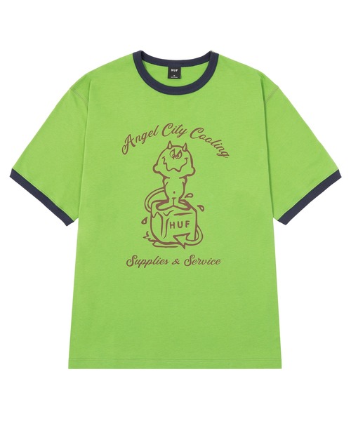 HUF 定番 リージョナル 半袖Tシャツ すぐ届く！ HUF 【並行輸入】ハフ 半袖Tシャツ UPSIDE DOWNTOWN TEE 半袖 T
