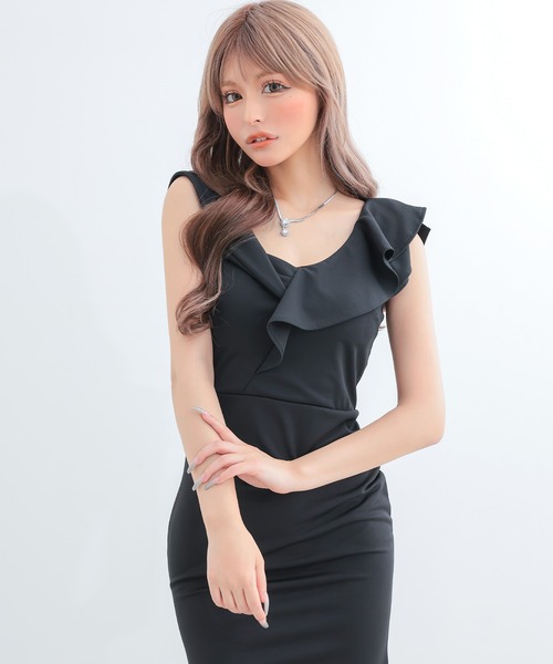 新品未使用ドレス Tika ドレス キャバドレス シンプルワンカラーノースリーブ胸元
