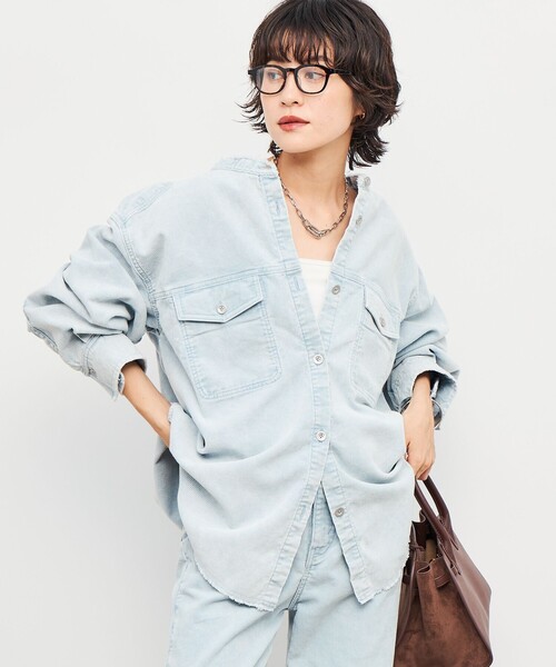 ブラウス シャツ 「RM denim」硫化染コーデュロイシャツジャケット レディース Rie Miller ブラウス シャツ 「RM denim」硫化染コーデュロイ