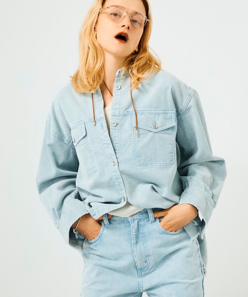 ブラウス シャツ 「RM denim」硫化染コーデュロイシャツジャケット レディース RM denim】硫化染コーデュロイシャツジャケット（シャツ