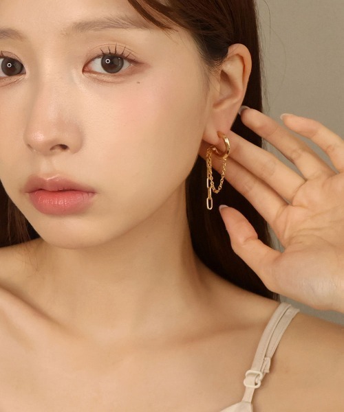 CEMO NEMO（セモネモ） ピアス 2連チェーン ハーフフープ ピアス