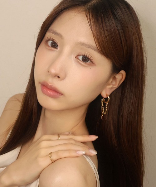 CEMO NEMO（セモネモ） ピアス 2連チェーン ハーフフープ ピアス