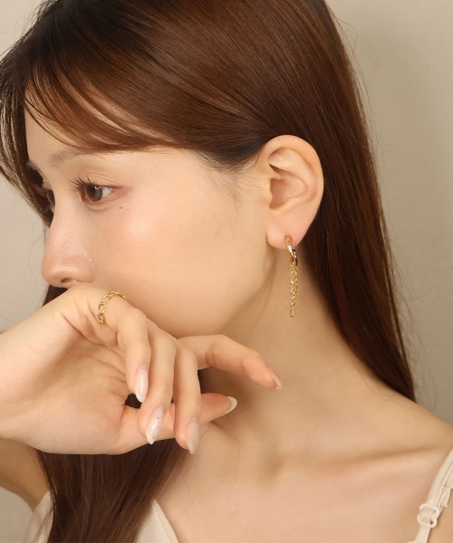 CEMO NEMO（セモネモ） ピアス 2連チェーン ハーフフープ ピアス