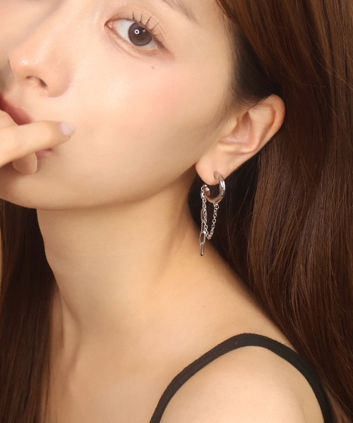 CEMO NEMO（セモネモ） ピアス 2連チェーン ハーフフープ ピアス