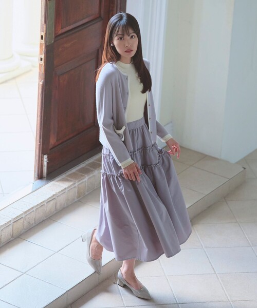 Feroux（フェルゥ） カーディガン バイカラーリボンニット