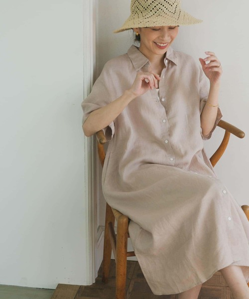 「URBAN RESEARCH DOORS」 シャツワンピース MEDIUM ナチュラル レディース_画像5