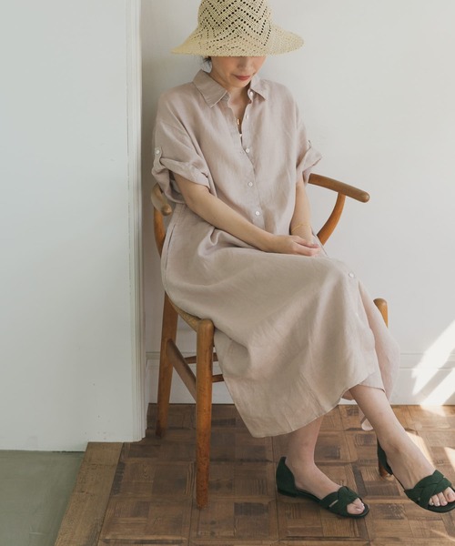 「URBAN RESEARCH DOORS」 シャツワンピース MEDIUM ナチュラル レディース_画像8