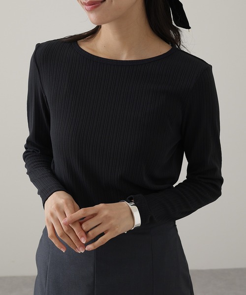 DAYRA tシャツ ランダム リブ ストレッチ 長袖 カットソー レディース