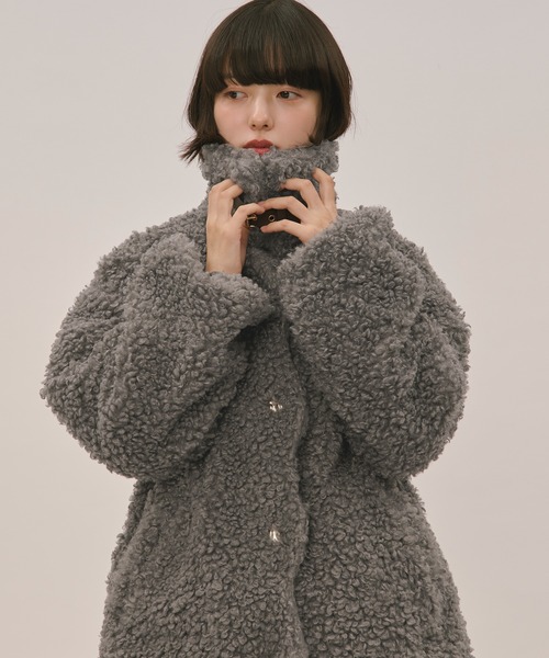 loin nuit ムートンコート ボアコート nuance button poodle coat