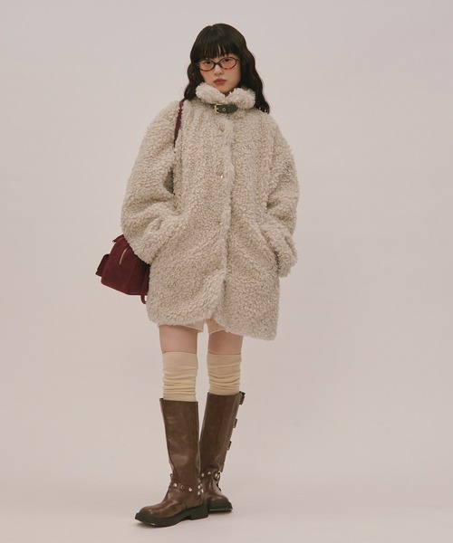 loin nuit ムートンコート ボアコート nuance button poodle coat