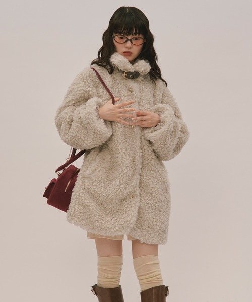 loin nuit ムートンコート ボアコート nuance button poodle coat