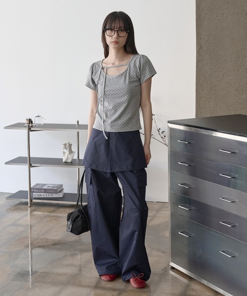 「UNE MANSION」 半袖カットソー MEDIUM グレー レディース_画像7