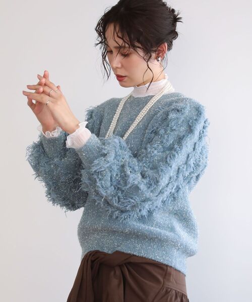 Green Parks（グリーンパークス） ニット セーター ・furry rate ラメ