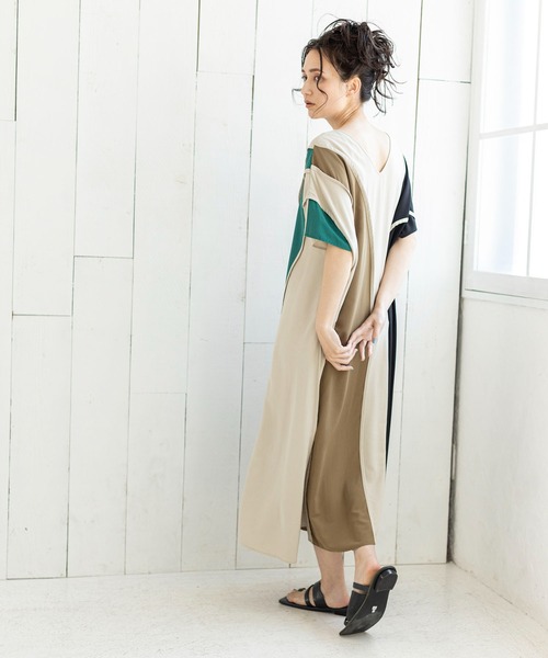 「OSMOSIS」 半袖ワンピース ONE SIZE ライトベージュ レディース_画像5