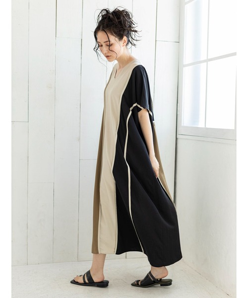 「OSMOSIS」 半袖ワンピース ONE SIZE ライトベージュ レディース_画像8