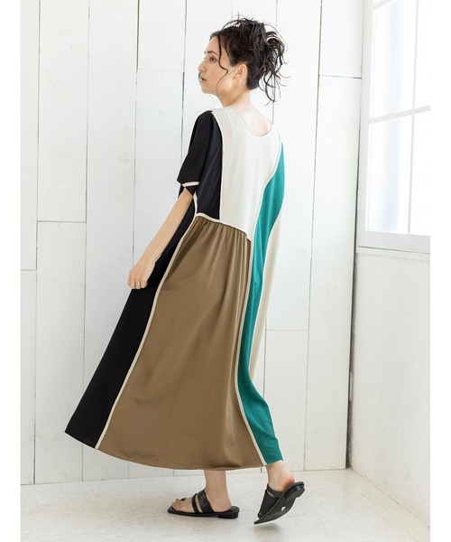 「OSMOSIS」 半袖ワンピース ONE SIZE ライトベージュ レディース_画像9