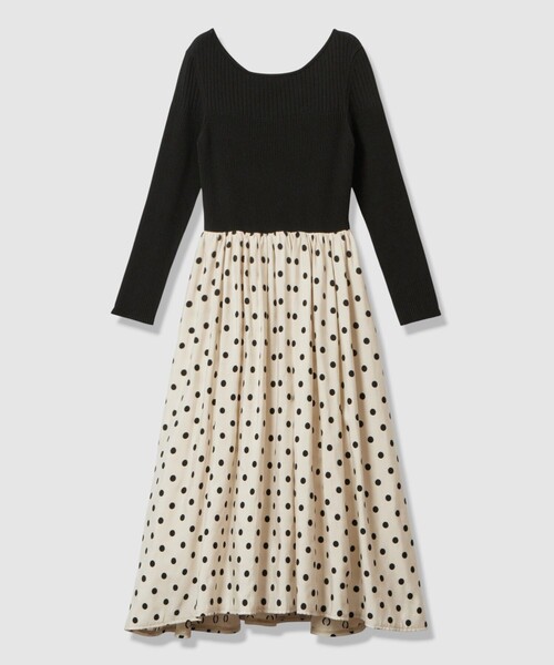 allureville（アルアバイル） ワンピース ドット柄ドッキングニット