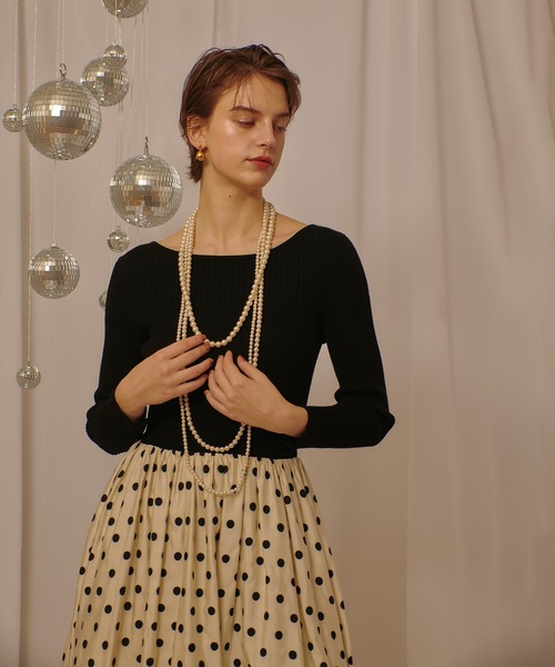 allureville（アルアバイル） ワンピース ドット柄ドッキングニット