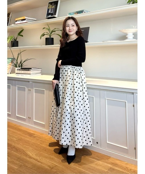 allureville（アルアバイル） ワンピース ドット柄ドッキングニット