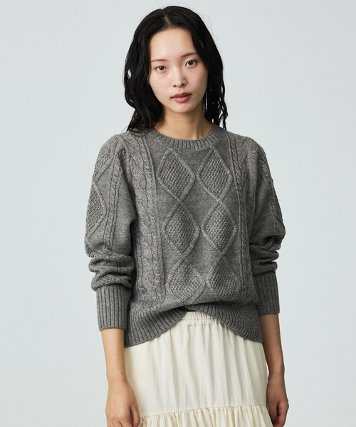 ルージュ・ヴィフ ラクレ（Rouge vif la cle）/【Le Melange/ル・メランジュ】ナンバリングケーブルニットプルオーバー Rouge vif la cle（ルージュヴィフラクレ） ニット セーター 「Le