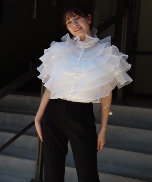 「SMILE ORCHID」 半袖ブラウス M ホワイト レディース_画像4
