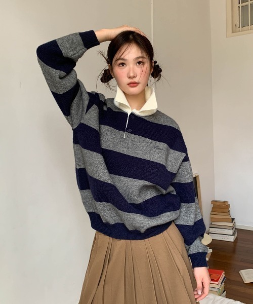 LACーVERT ニット セーター ボーダーポロニット レディース : ZOZOTOWN