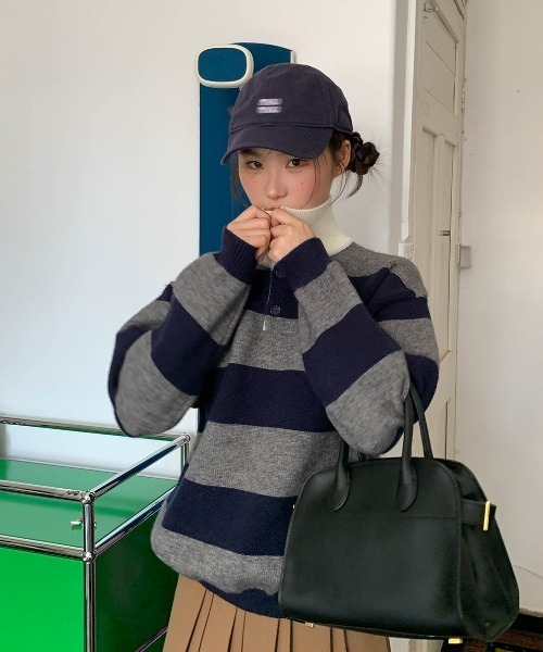 LACーVERT ニット セーター ボーダーポロニット レディース : ZOZOTOWN