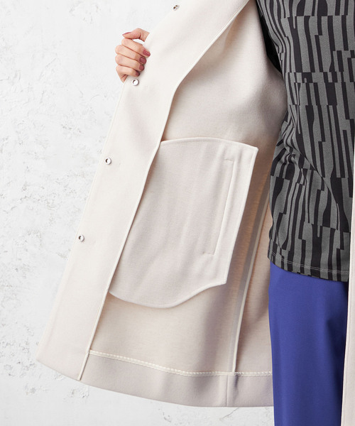 「A/C DESIGN BY ALPHA CUBIC」 ノーカラーコート 11号 ブラック レディース_画像8