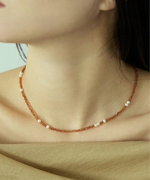 ネックレス LAPUIS(ラピュイ) Silver925 by LAPUIS ／ Pearl ＆ stone necklace レディースの画像