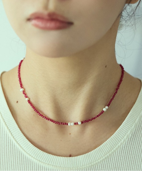 ネックレス LAPUIS(ラピュイ) Silver925 by LAPUIS ／ Pearl ＆ stone necklace レディースの画像