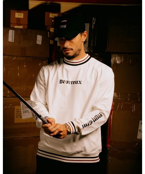 DEVEREUX GOLF tシャツ 16Runclub ストライプリブモック メンズ