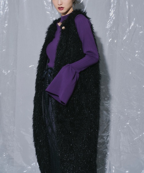 「VIOLETTA」 長袖ニット FREE ブラック レディース_画像3