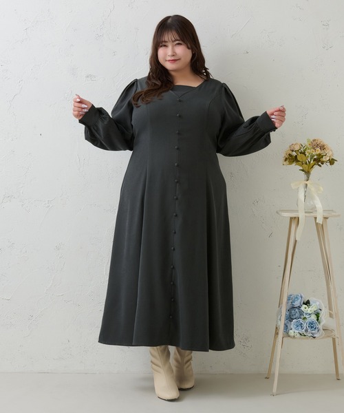 Louiosy（ルオシー） ワンピース 「大きいサイズ」ボタンデザイン