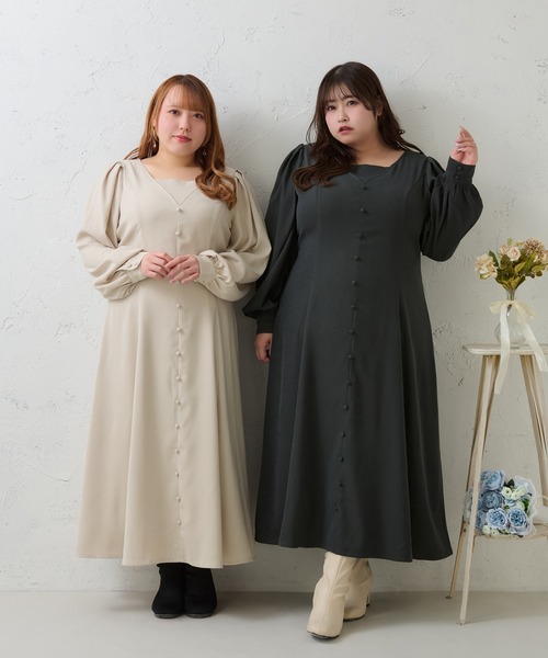 Louiosy（ルオシー） ワンピース 「大きいサイズ」ボタンデザイン