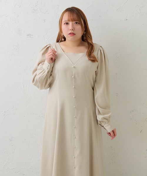Louiosy（ルオシー） ワンピース 「大きいサイズ」ボタンデザイン